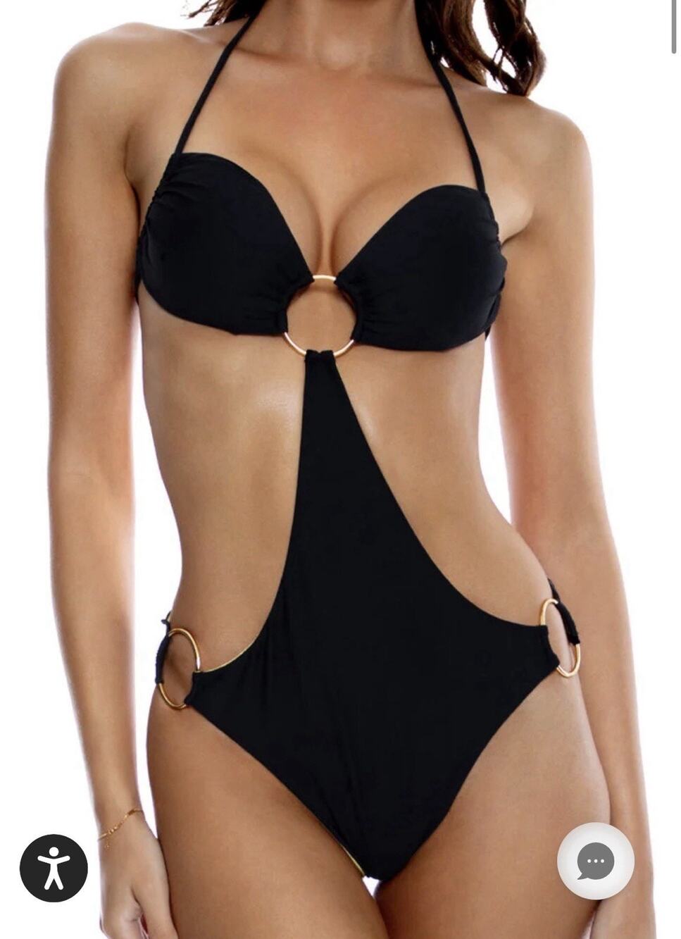 Luli Fama JETSET LULI - Ring Bandeau Monokini Swimsuit Designer M/L TS miami
